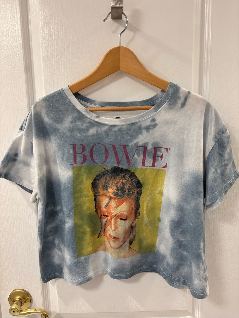David Bowie Ziggy Stardust Tie-Dye Graphic Tee Blue & White size L